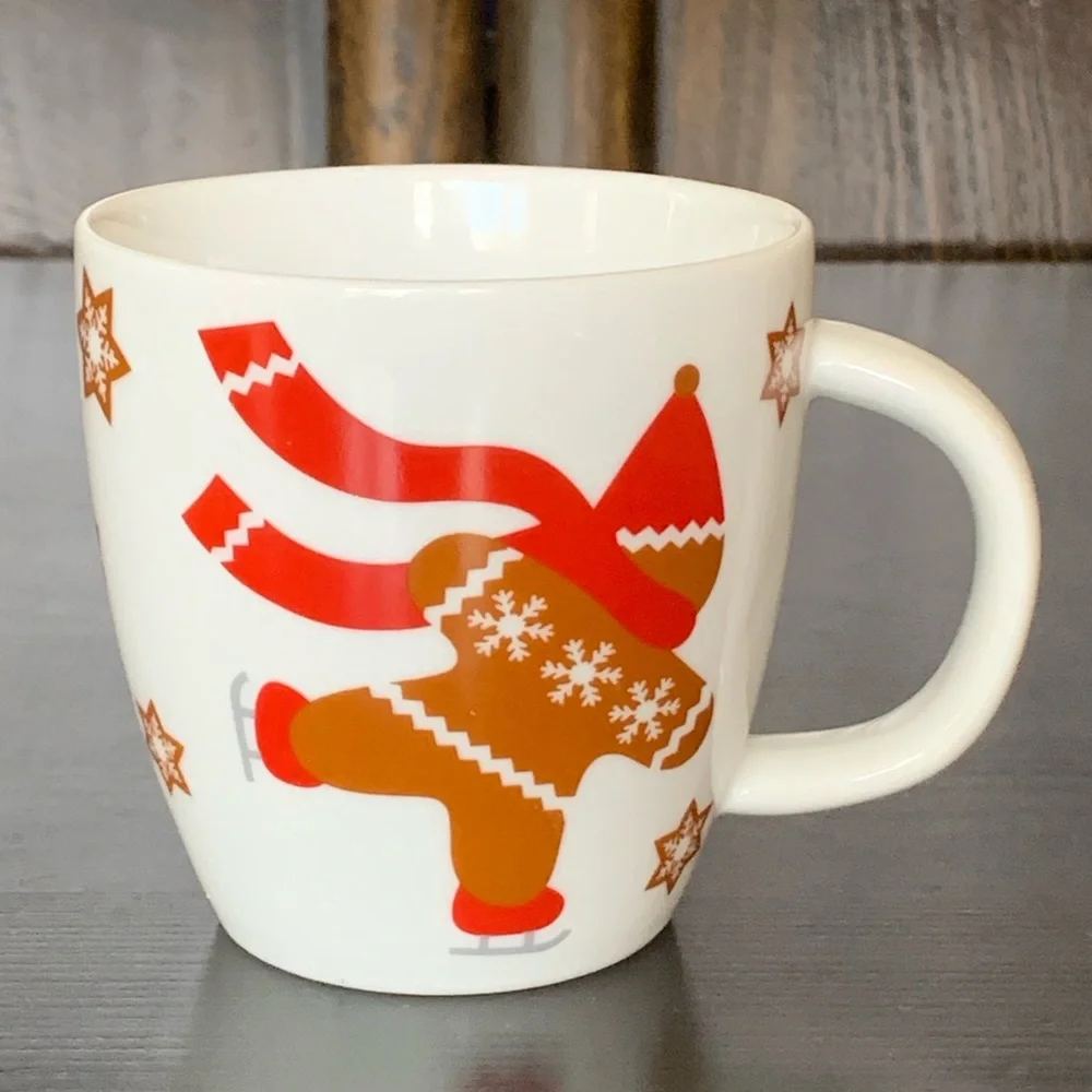 Crate & Barrel Ice Skating Gingerbread Man Espresso Mug - 2012